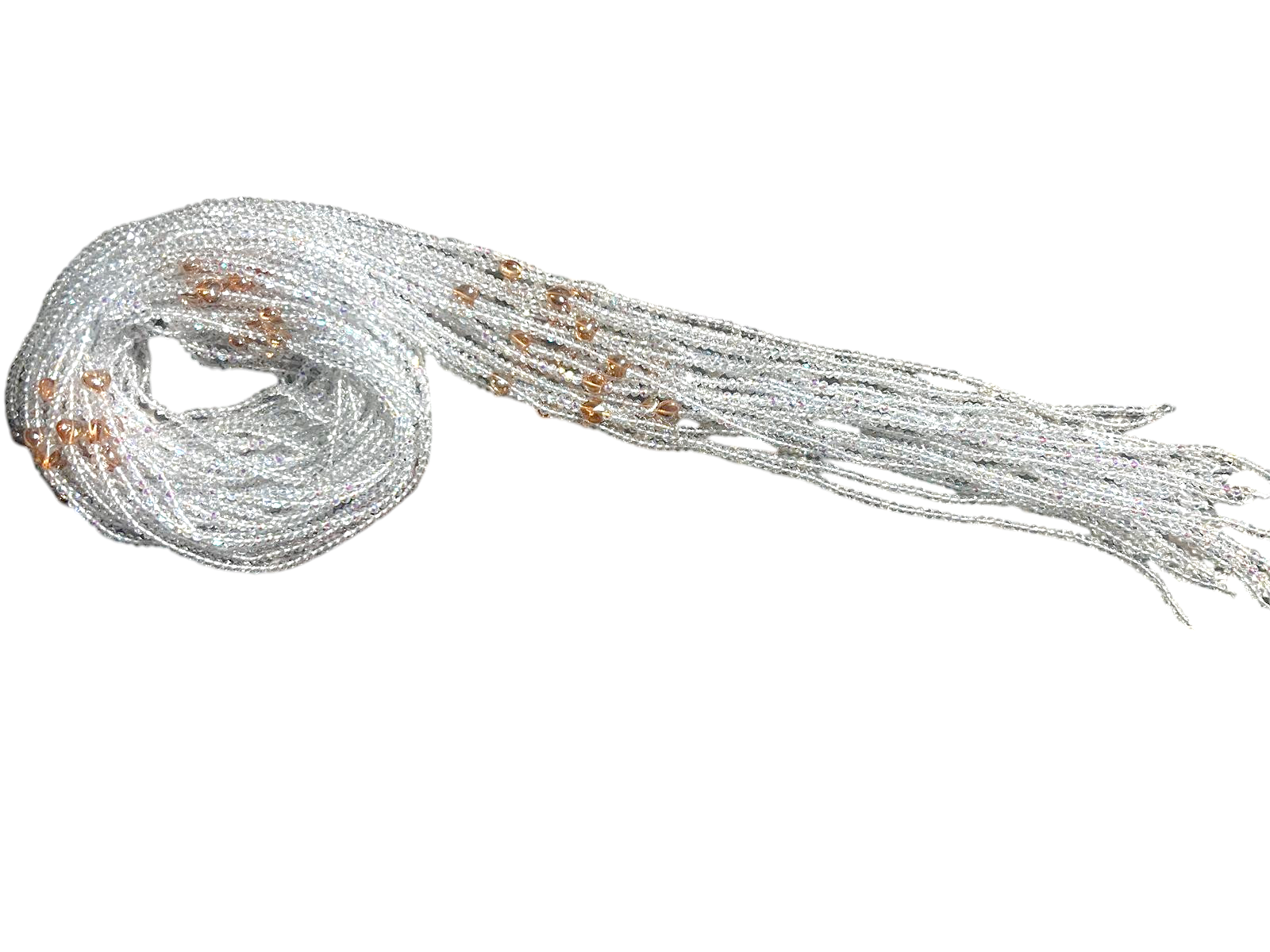 Waist Beads / African Belly Chains | Crystal_clear_GoldenHearts-6mm