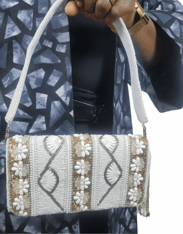 White/Gold , Beaded, stylish Small handbag only. Great complement to your outfit.