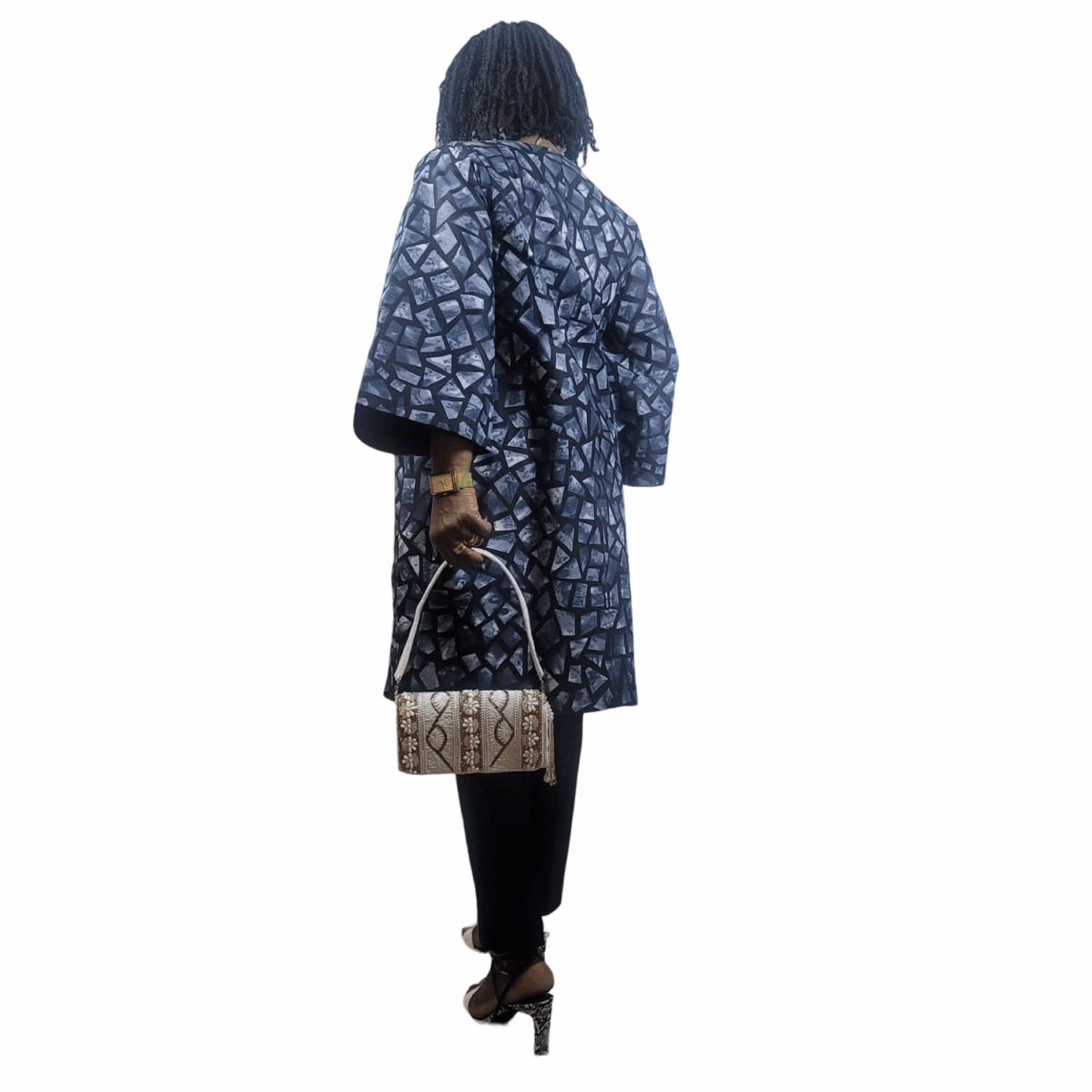 Neutral Colored, Black patterned Kimono, over wear. Goes with everything - Image 2