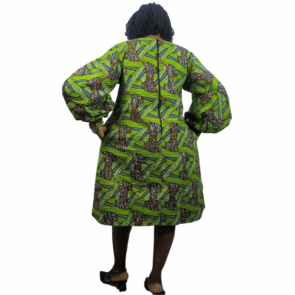 Green, Puffy arms Dress, fully lined - Image 2