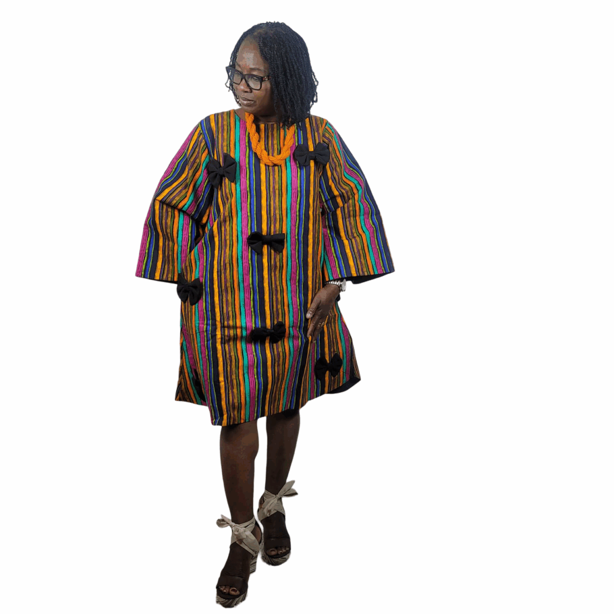 Multi-Color, Striped, Colorful Dress