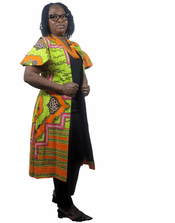 Orange, Pink,  with a splash of Lime, carefully blended Print , Cover, stylish open shoulder
