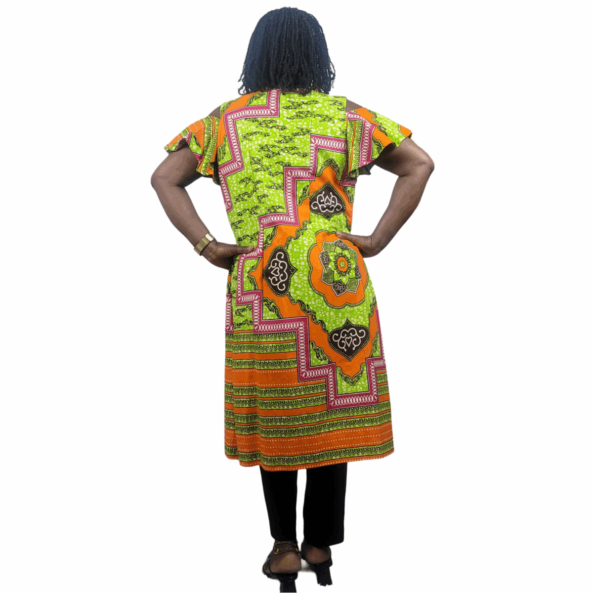 Orange, Pink,  with a splash of Lime, carefully blended Print , Cover, stylish open shoulder - Image 2