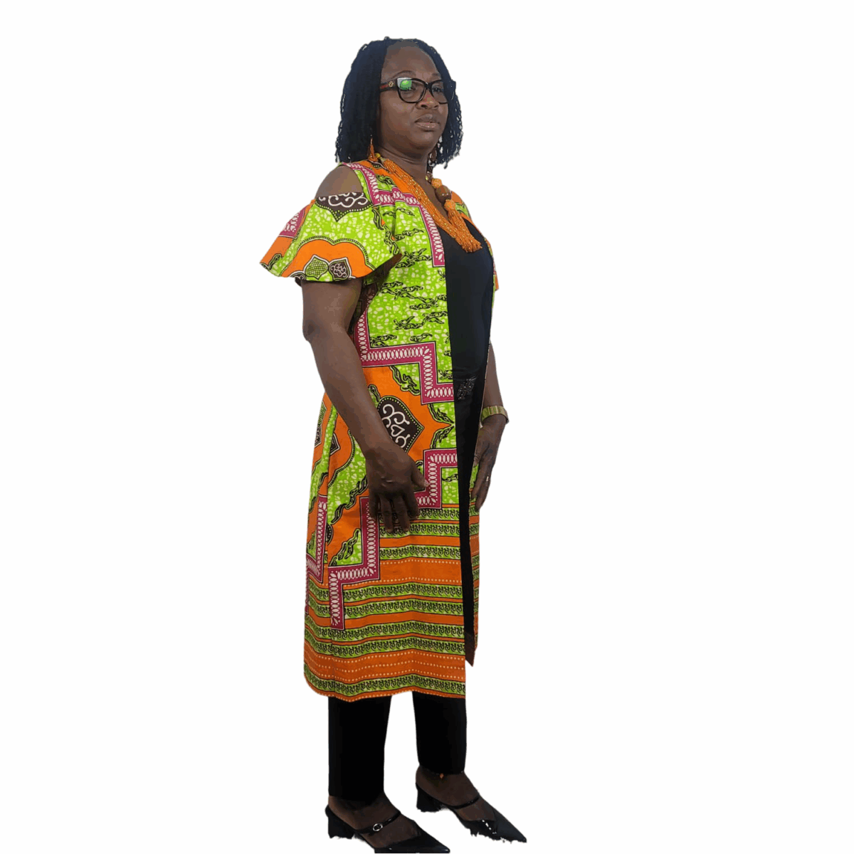 Orange, Pink,  with a splash of Lime, carefully blended Print , Cover, stylish open shoulder - Image 5
