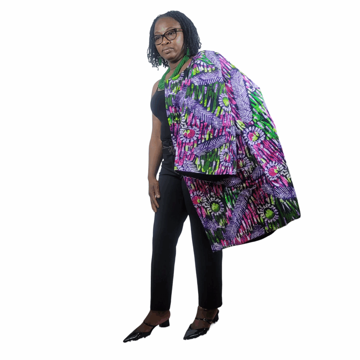 Colorful Kimono  cover with a plash of pink - Image 3