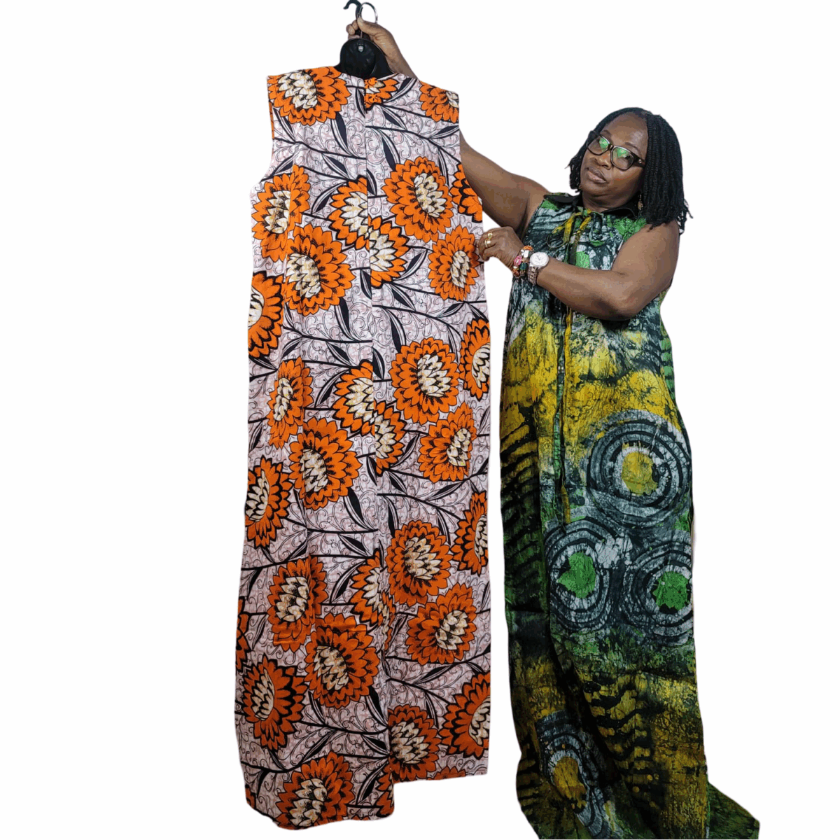 Orange, Long dress, not Lined, African Print