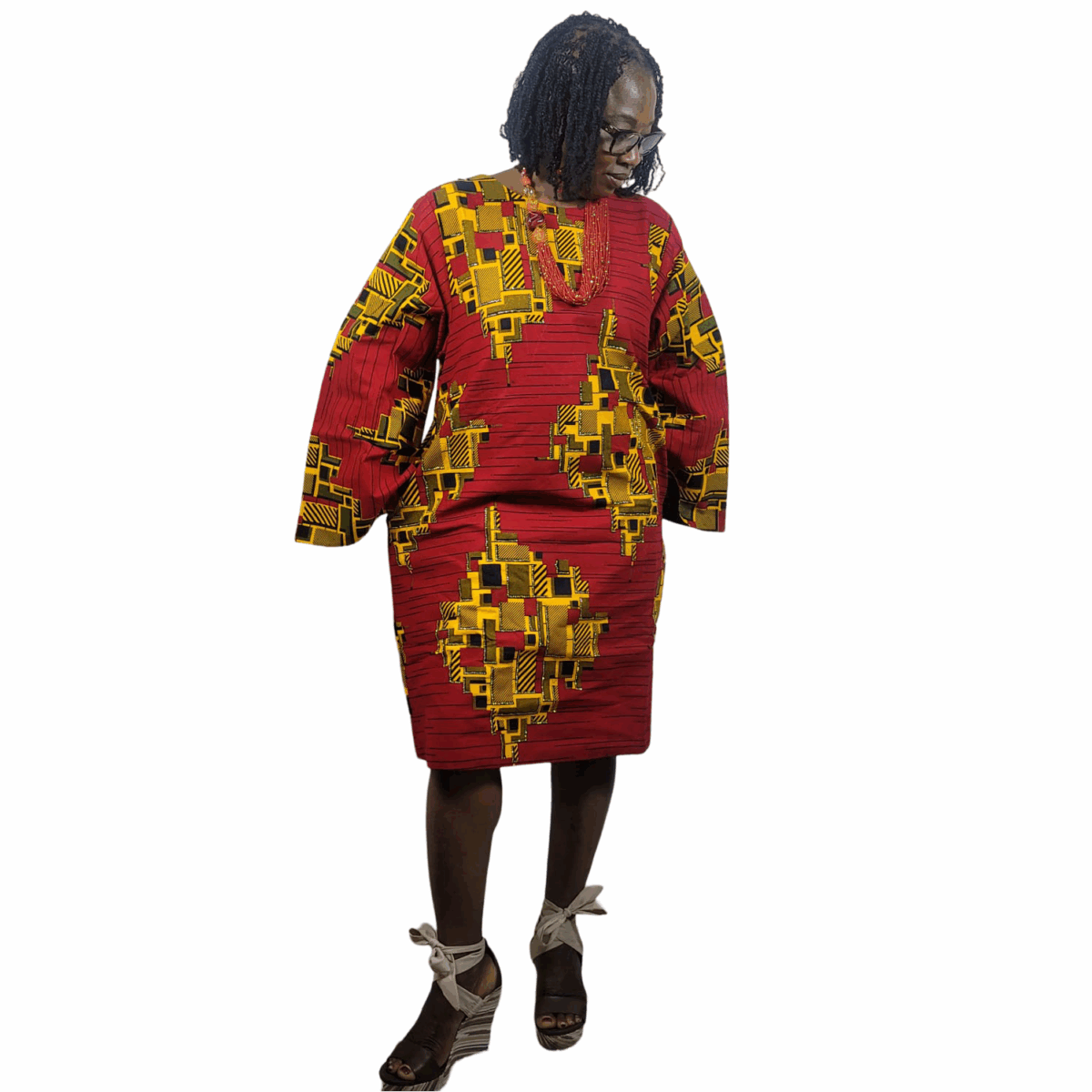 Beautiful, Red Patterned , Print Dress