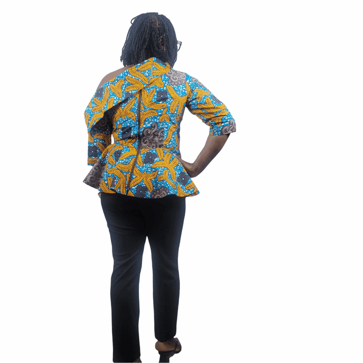 Colorful Print Ladies Top/Blouse, Wide and slant neck cut, Great for spring and every season, Good on slacks or Jean - Image 6