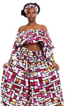 Elegant Crop Top with a Split Skirt in bold colors, Free size
