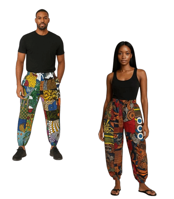 African Print fabric Patch Jogger, Unisex, free size