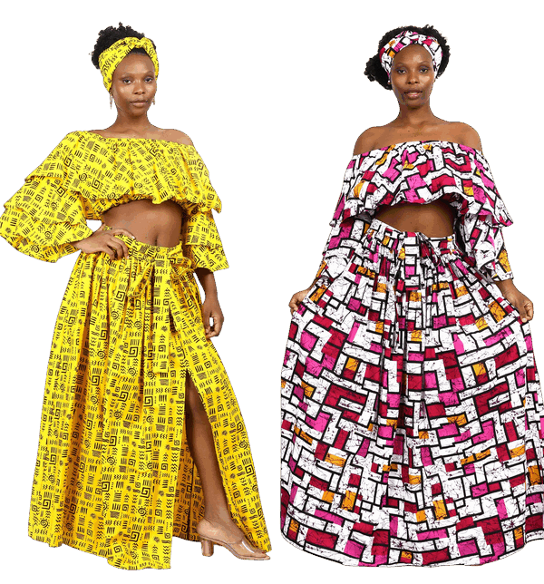 Elegant Crop Top with a Split Skirt in bold colors, Free size