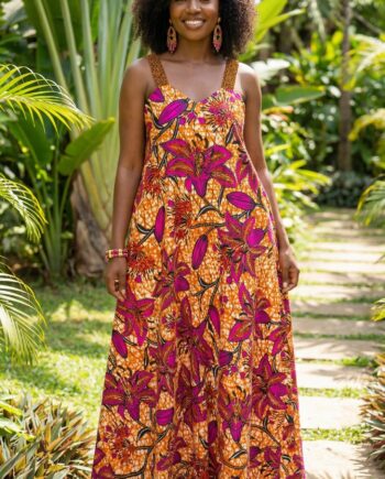 Dress, 100% cotton Long dress, Sleeveless, Rope Arms, Wide neck, Colorful, embellished with Rhinestones